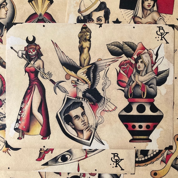 Tattoo Flashset 56, by Brian Kelly. 6 Sheets. - Etsy