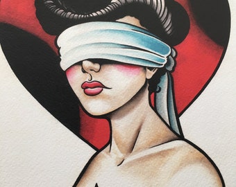 Blind Love Tattoo Art Print