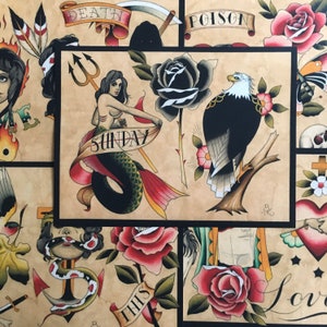 Tattoo Flash Set 43 by Brian Kelly. 5 sheets.