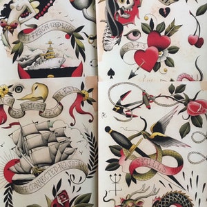 Tattoo Poetry Flash Set 41 by Brian Kelly. 4 sheets.