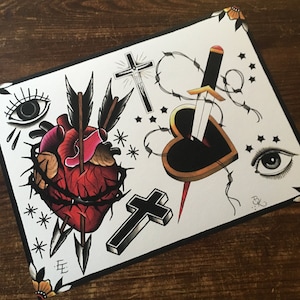 Eike Multhoff and Brian Kelly Split Sheet of Tattoo Flash No. 2