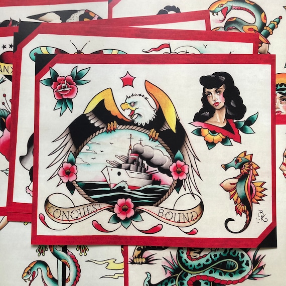 Tattoo Flash Set 18 by Brian Kelly. 9 Sheets - Etsy Israel