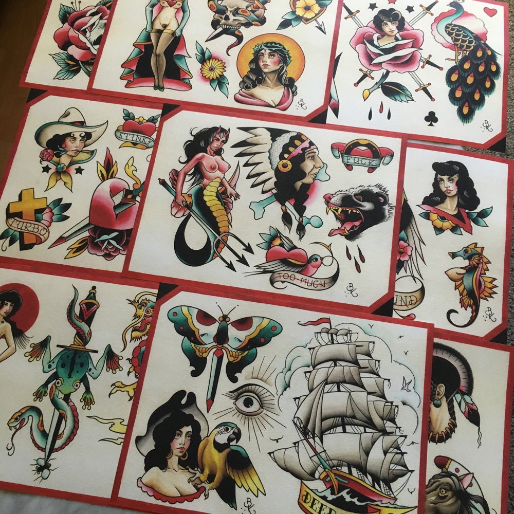 Tattoo Flash Set 18 by Brian Kelly. 9 sheets