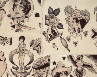 Tattoo Flash Set 69 by Brian Kelly. 5 Sheets