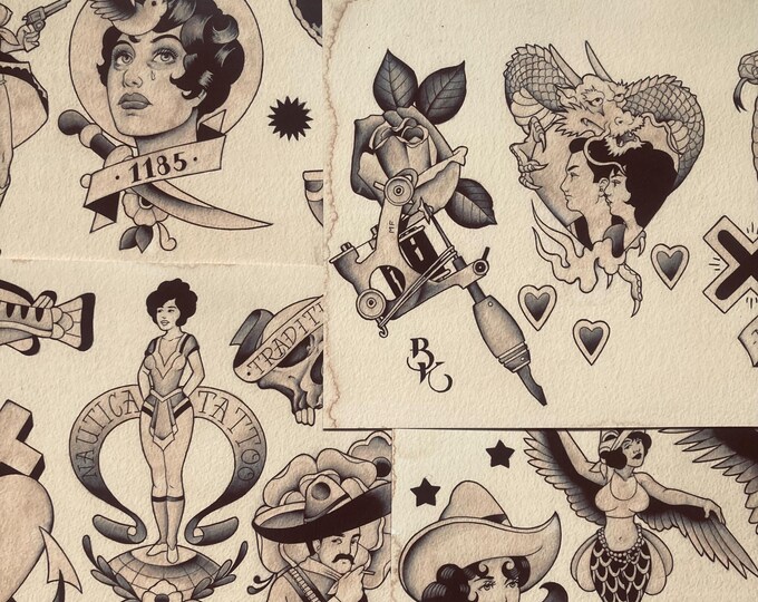 Tattoo Flash Set 69 by Brian Kelly. 5 Sheets