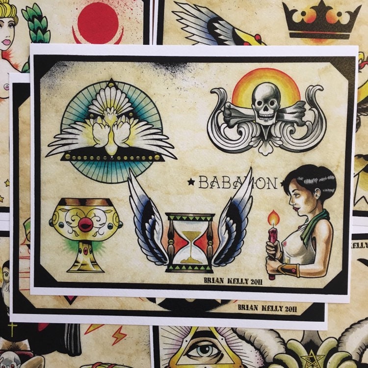 The Occult Tattoo Flash Set 7 by Brian Kelly. 6 sheets.