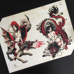 Clara Welsh and Brian Kelly Split Sheet of Tattoo Flash