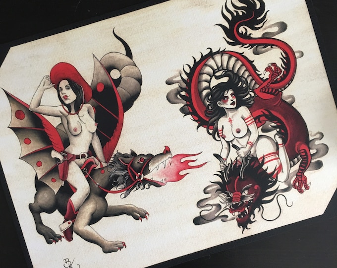 Clara Welsh and Brian Kelly Split Sheet of Tattoo Flash