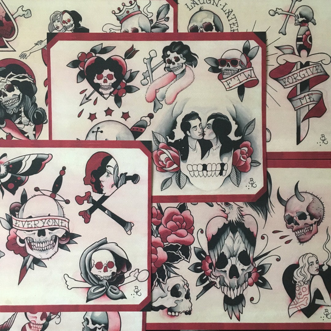 Black Red & Dead Tattoo Flash Set 19 by Brian Kelly. 6 - Etsy