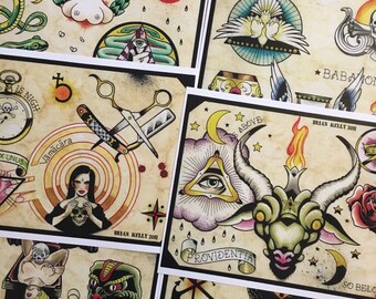 The Occult Tattoo Flash Set 7 by Brian Kelly. 6 sheets.