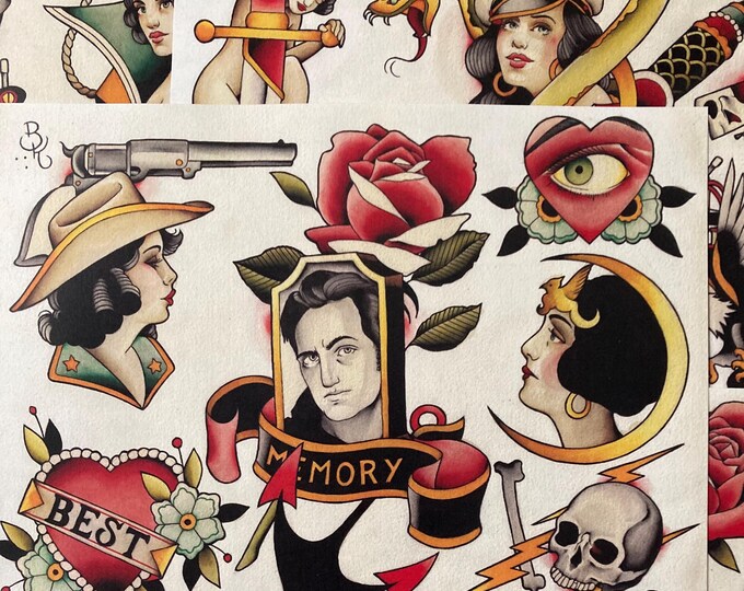 Tattoo Flash Set 67 by Brian Kelly. 5 sheets.