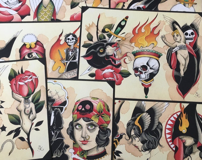 Tattoo Flash Set 33 by Brian Kelly. 7 Sheets.