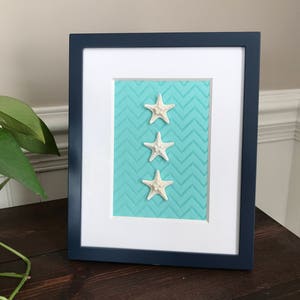 Beach and Coastal Table Decor, Navy Blue Frame with Starfish