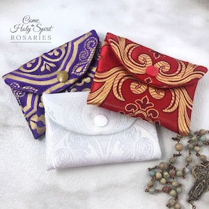 Catholic Rosary Pouch - Red - White - Purple - Rosary Case - Handmade - Catholic Gift - First Communion - Confirmation