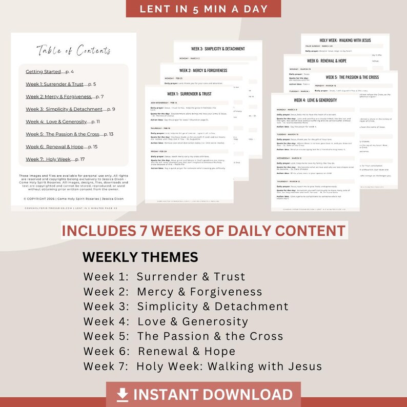 Lent in 5 Minutes a Day Devotional Guide 2026 - A Simple Prayer Guide ...