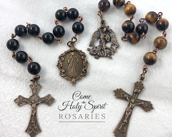 St. Michael & Divine Mercy Catholic Pocket Rosaries -Handmade Catholic Rosary - Pocket Rosary Bundle - Christmas Gift