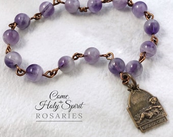 St. Andrew Christmas Novena Catholic Chaplet--Solid Bronze St Andrew-- Amethyst- Custom/Handmade-Advent Catholic Christmas