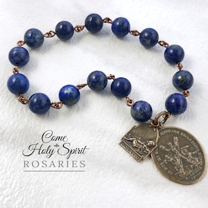 St. Andrew Christmas Novena Catholic Chaplet--Solid Bronze St Andrew-- Lapis - Custom/Handmade-Advent Catholic Christmas