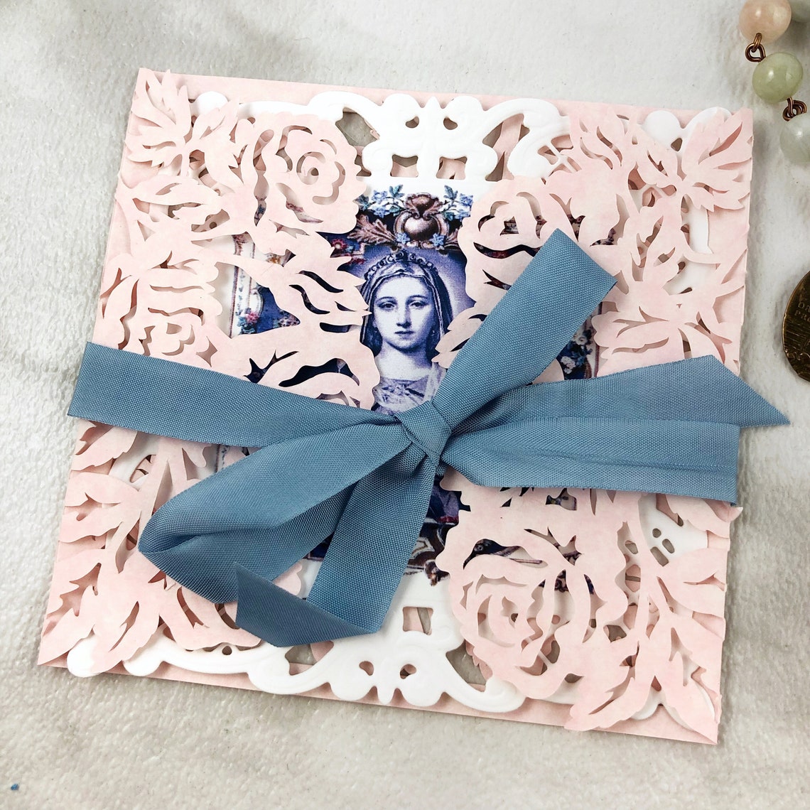 Immaculate Heart Floral Square Paper Lace Holy Card hand - Etsy