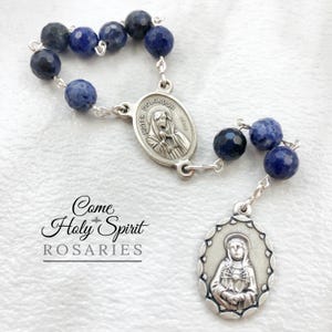 Seven Sorrows Catholic Pocket Chaplet - Silver, Sodalite - Our Lady of Sorrows Chaplet Catholic Handmade