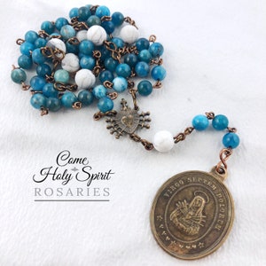 Seven Sorrows of Mary - Servite Catholic Rosary in Solid Bronze - Apatite - Howlite - Our Lady of Sorrows Chaplet Catholic Handmade