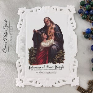 St. Joseph Paper Lace Holy Card --Handpressed - St. Joseph Catholic Gift Prayer Card - Catholic Man - Catholic Saint