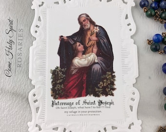 St. Joseph Paper Lace Holy Card --Handpressed - St. Joseph Catholic Gift Prayer Card - Catholic Man - Catholic Saint