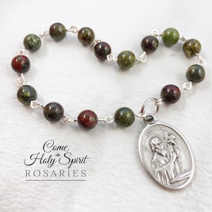 St. Andrew Christmas Novena Catholic Chaplet with Silver and Jasper --Advent-Custom/Handmade