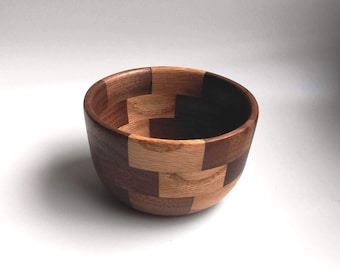 4" Diameter 25-piece Segmented Bowl Made from Red Oak and Walnut Domestic Hardwoods from the Shenandoah Valley of Virginia