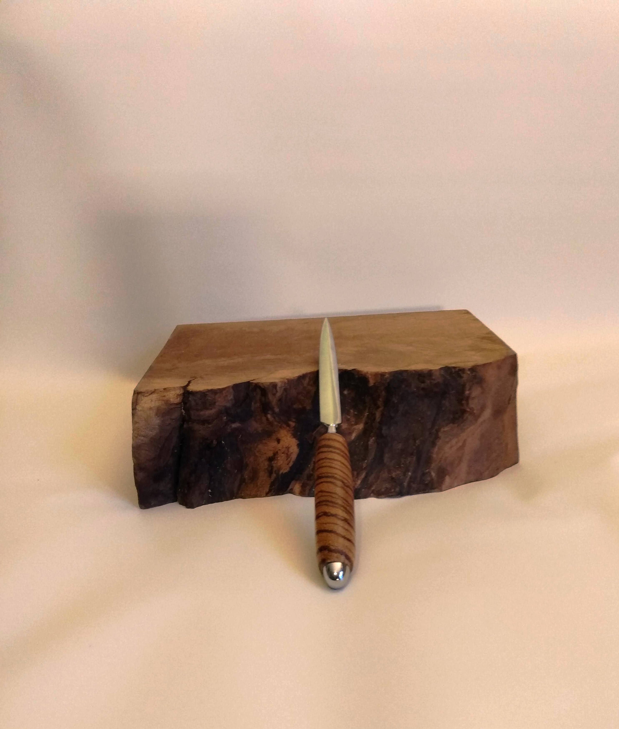 Buy Polished Chrome Letter Opener With Crossgrained Zebrawood Handle