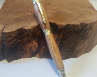 Faith, Hope, and Love Ballpoint Pen in 24 karat gold made from Olivewood from Bethlehem