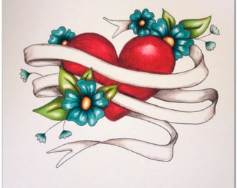 Personalizado citar impresión, impresión del arte personalizado, regalo personalizado, corazón, flores, inspiración de arte, Art Print, rojo, 8 x 10, verso de la Biblia