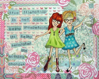 Mejor regalo amigo, arte cotización impresión, impresión de cita de amistad, amistad de larga distancia, mixta, 8 x 10, Collage, regalo para ella, impresión caprichosa del arte