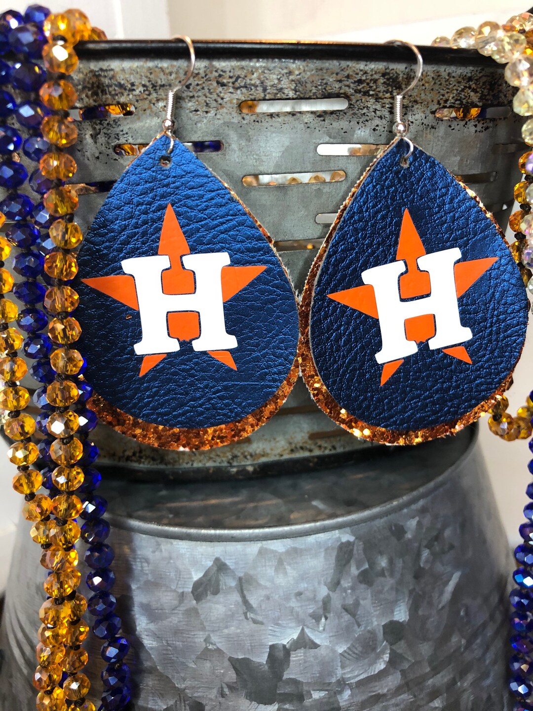 Houston Astros My Heart Beaded Earrings