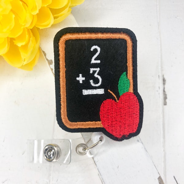 Teacher Badge Holder, educator badge holder, chalkboard badge holder, Badge Reel, Teacher Appreciation Gift, Teacher Gift