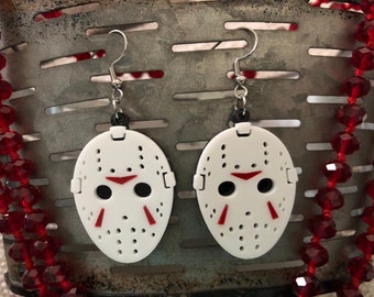 Jason Earrings, Friday the 13th Earrings, Horror Earrings, Halloween Earrings, Hockey Mask Earrings, Hockey