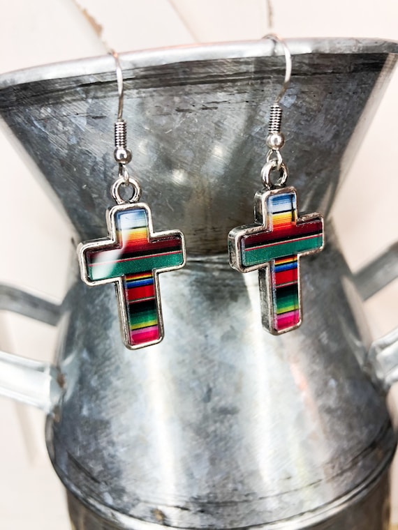 Serape Santa Earrings Serape Santa Earrings