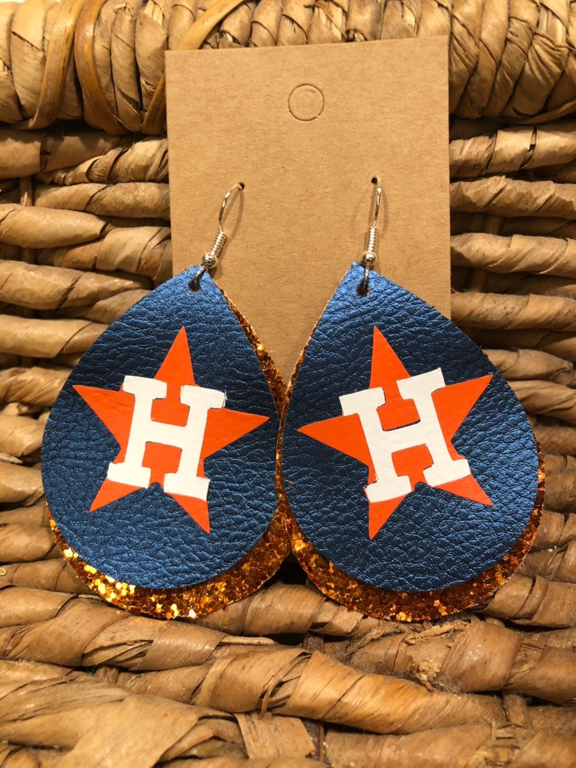My Heart Beaded Houston Astros Earrings