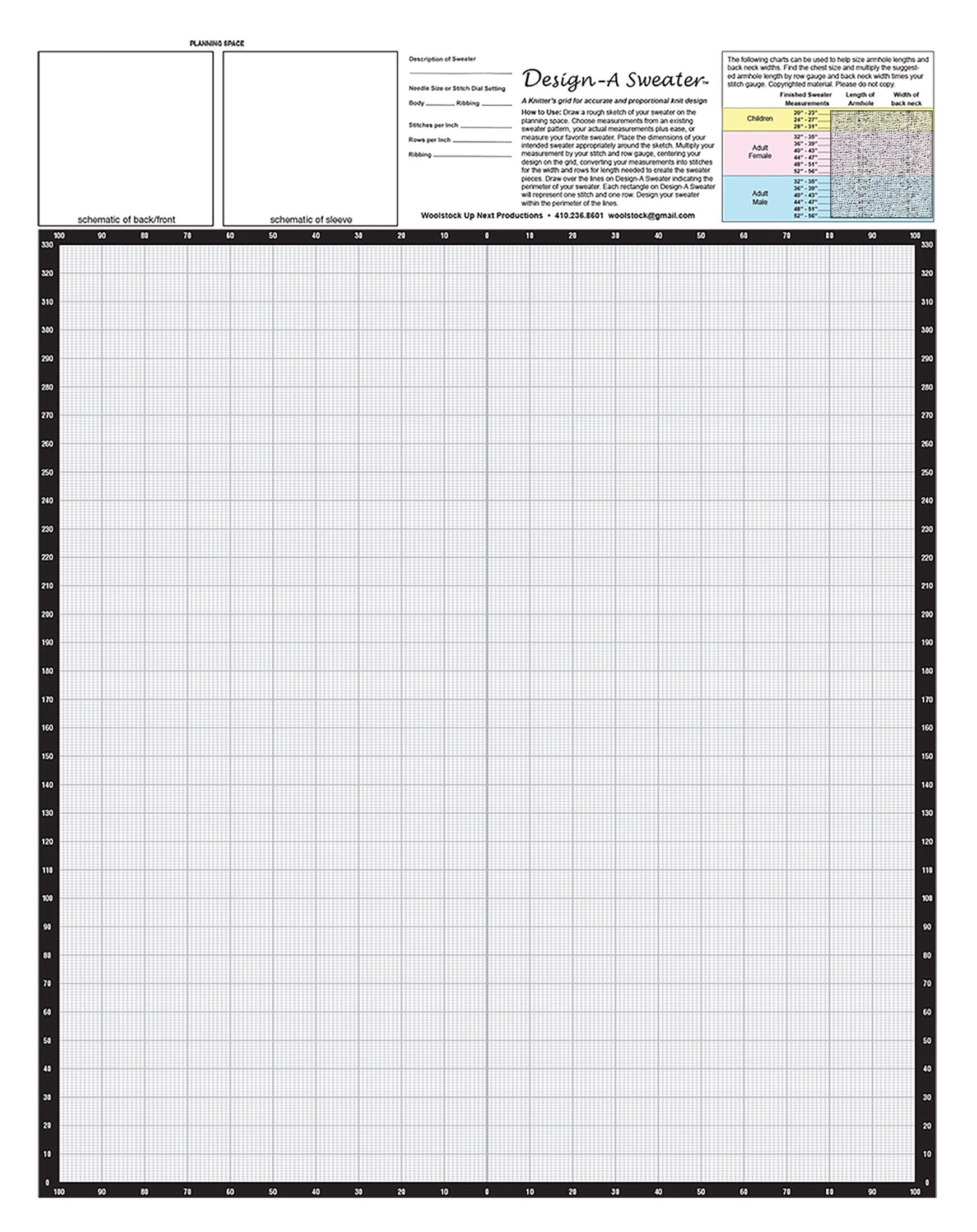 Design-a-sweater Large Paper Knitters' Grid - Knitting Graph Paper