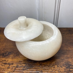 Solid Marble Trinket Pot With Lid, Apple Shape, Decorative Jewellery Holder
