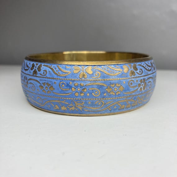 Vintage Brass Bangles Bracelets - Stacking Pair F… - image 6