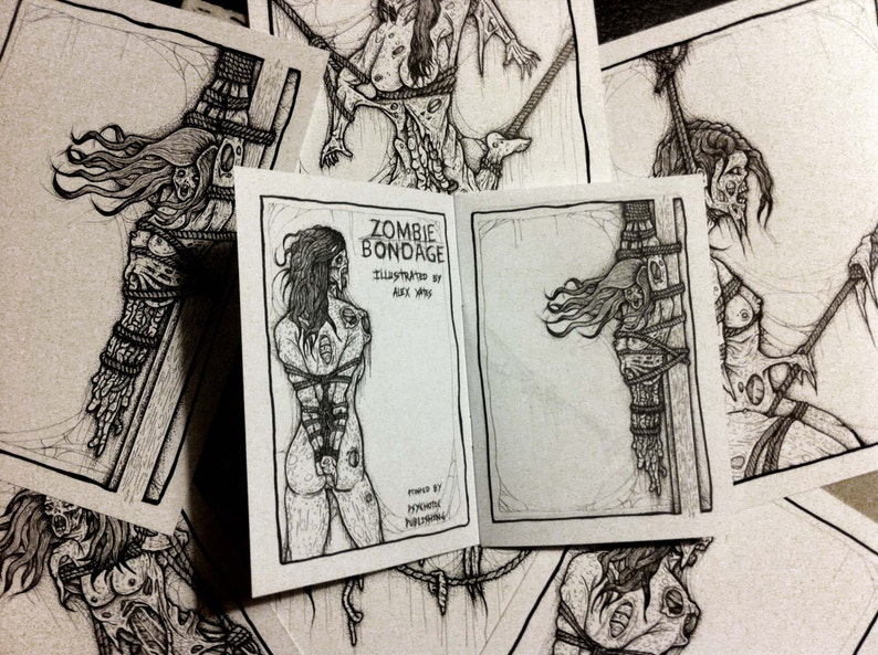 zombie bondage art book/ erotic zombie zine/ bdsm drawings image 2