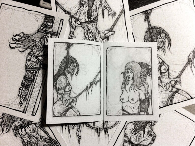 zombie bondage art book/ erotic zombie zine/ bdsm drawings image 3