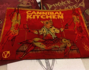 CANNIBAL KITCHEN PRINTS / Food Art/ gory horror illustrations