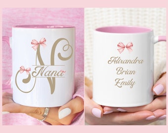 Personalized Nana Mug With Grandkids Names, Monogram Nana, Personal Grandma Gift, Custom Grandma Coffee Mug, Grandchildren Gift For Nana