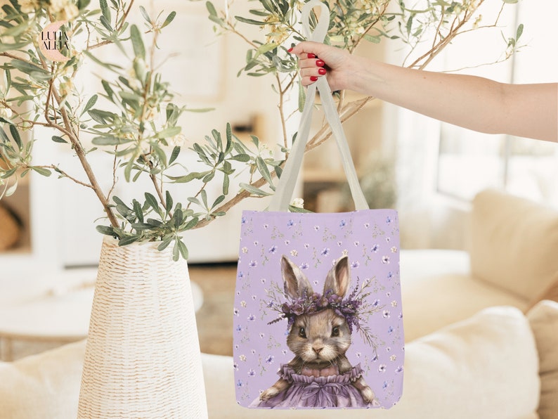 small Lavender Bunny tote bag