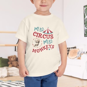 Toddler Circus Shirt, Kids Vintage Circus Tee, Carnival Shirt, Circus Birthday Gift, Clowncore Shirt, Monkey Print T-shirt, Circus Tent