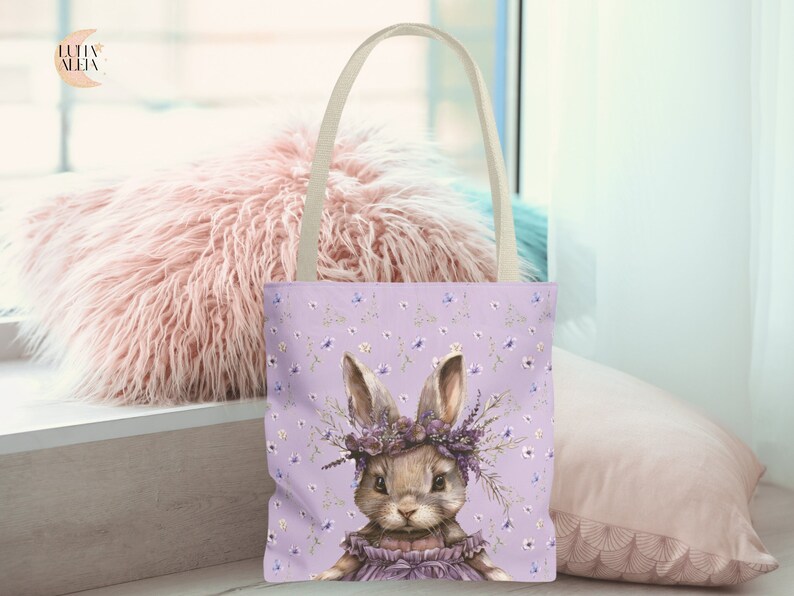 Cute Lavender bunny tote