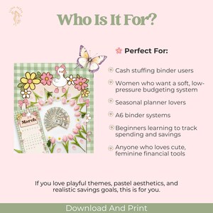 May include: A digital download graphic with a pastel theme. The design includes a calendar, flowers, a butterfly, and a duck. Text includes "Who Is It For?" and "Download And Print."