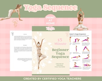 Beginner Yoga Sequence For Busy Women, Yoga Printable Guide, Yoga Wellness Routine For Women, Yoga PDF Download, Yoga Illustrations Guide